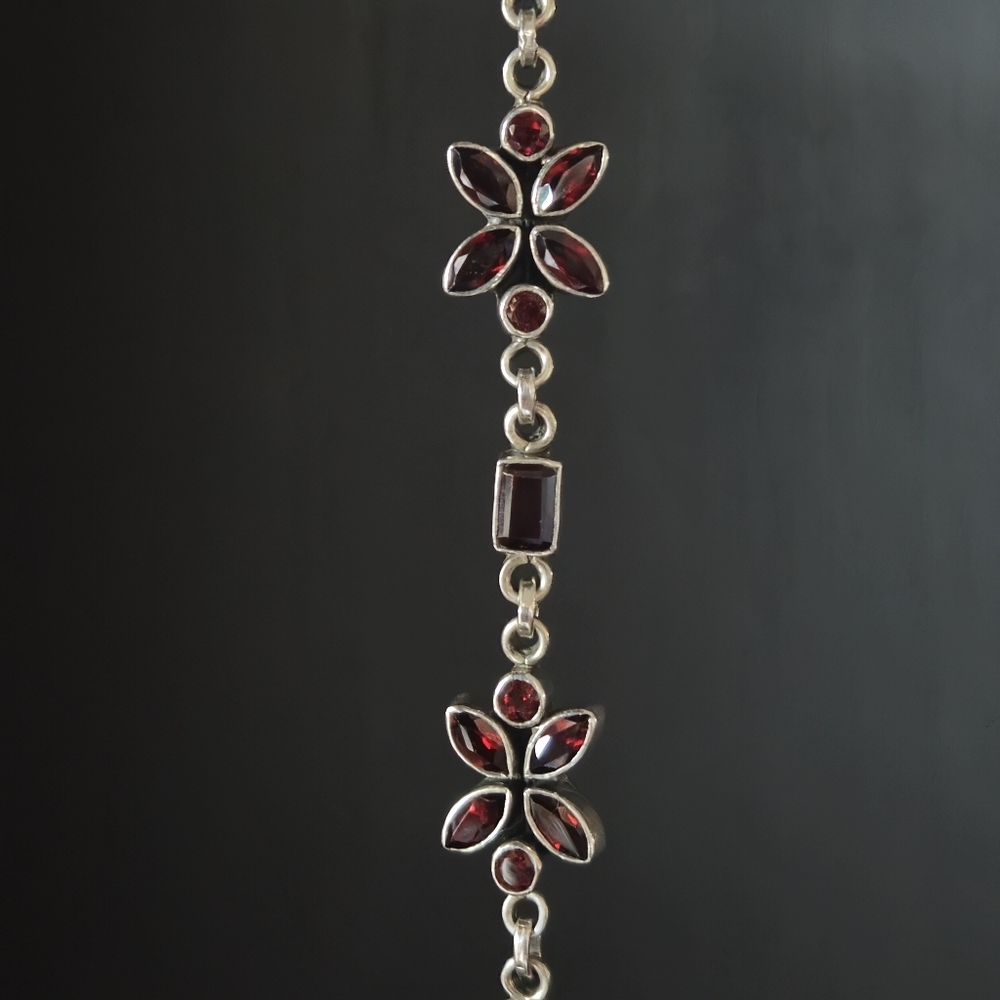 NICKY BUTLER 925 Sterling Silver Designer NB Bracelet Mozambique Garnet 7.25" - Picture 9 of 16